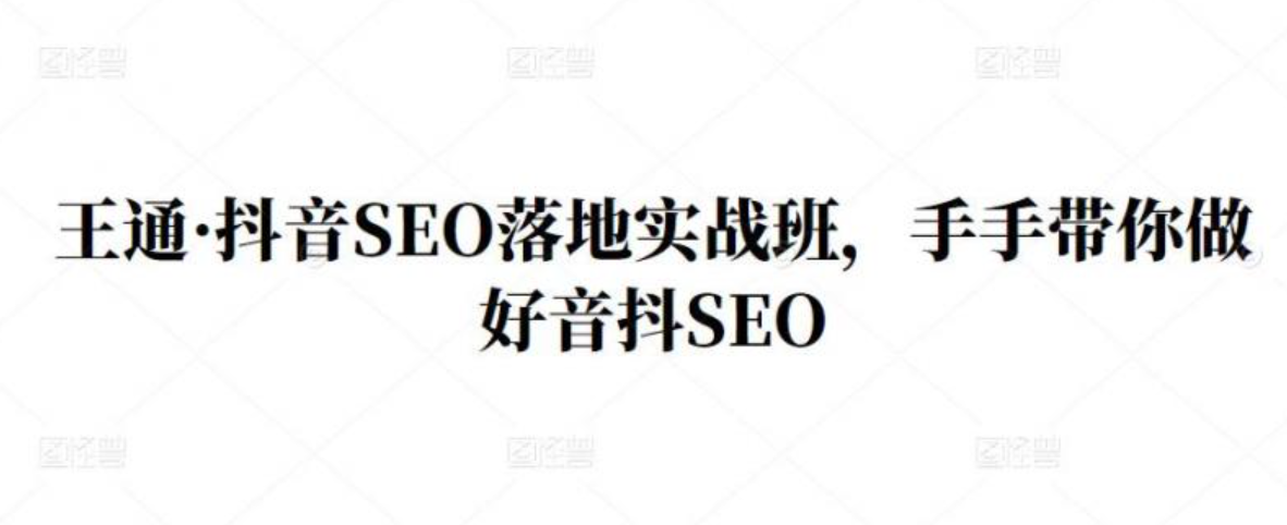 王通·抖音SEO落地实战班，手‬手带你做好音抖‬‬SEO