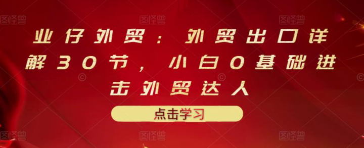 外贸出口详解30节，小白0基础进击外贸达人