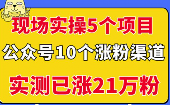 实操5个公众号项目，10个涨粉渠道，实测已涨21万粉！