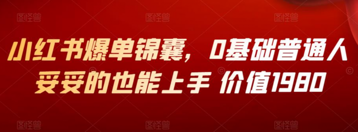 小红书爆单锦囊，0基础普通人妥妥的也能上手