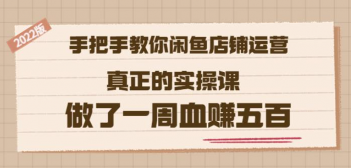 2022版《手把手教你闲鱼店铺运营》真正的实操课做了一周血赚五百