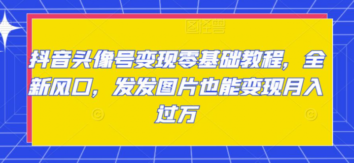 抖音头像号变现零基础教程，发发图片也能变现月入过万