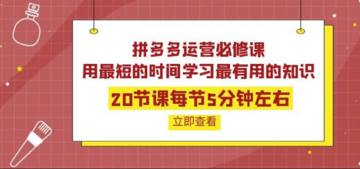 拼多多运营必修课：20节课学习最有用的知识