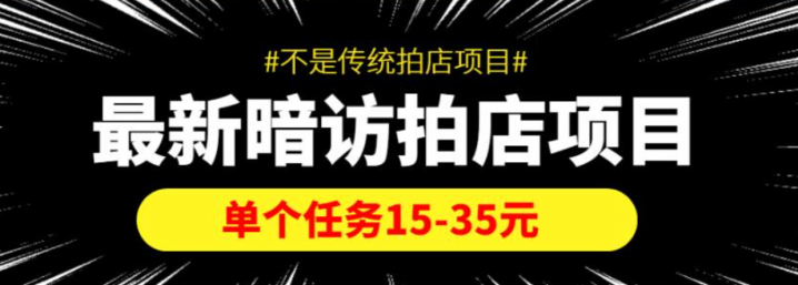 暗访拍店项目，单个任务15-35元（不是传统拍店项目）