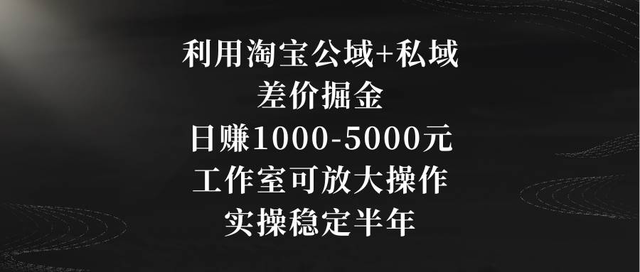 利用淘宝公域+私域差价掘金，日赚1000-5000元，工作室可放大操作，实操稳定半年