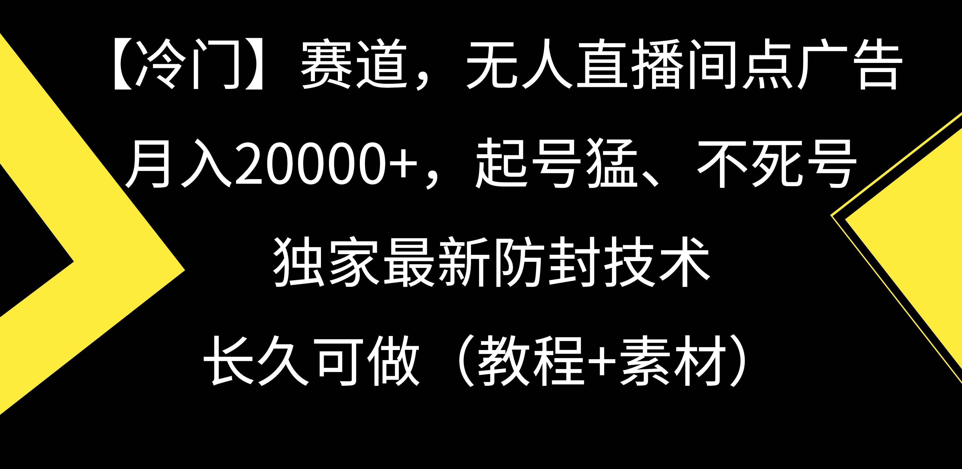 【冷门】赛道，无人直播间点广告，月入20000+，起号猛、不死号，独家最新防封技术